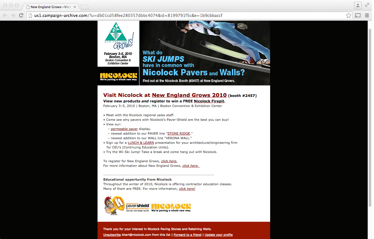 Nicolock Email Marketing Ski Jump